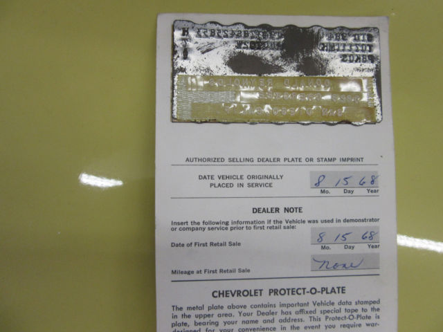 Yellow 1968 Chevrolet Corvette with Black interior