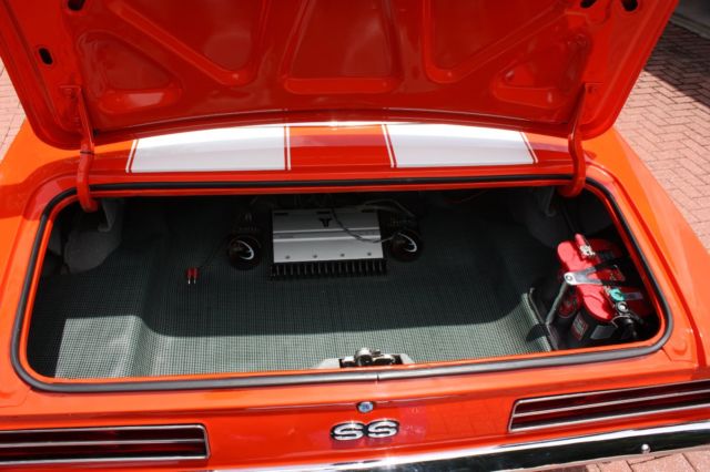 Orange 1969 Chevrolet Camaro Convertible with White interior