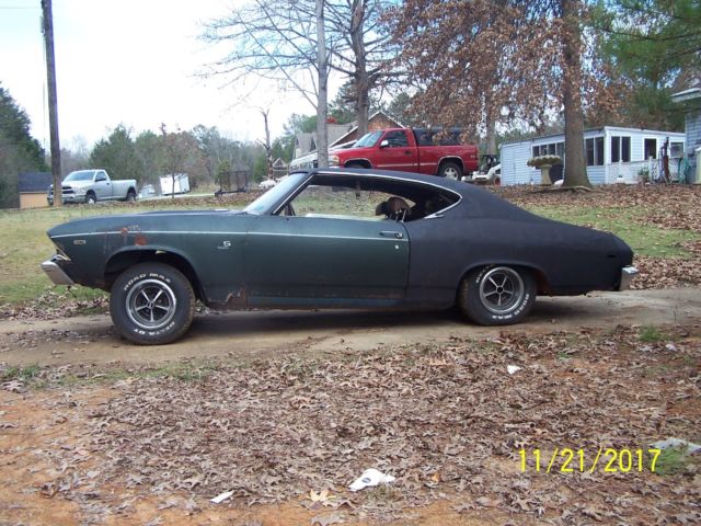 Green 1969 Chevrolet Chevelle Coupe with Blue interior