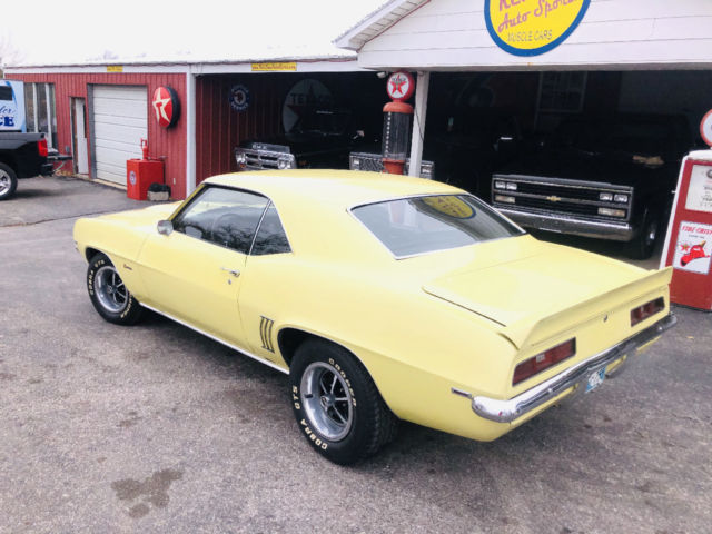 Yellow 1969 Chevrolet Camaro -- with Black interior