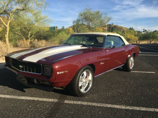 Burgundy 1969 Chevrolet Camaro Convertible with White interior