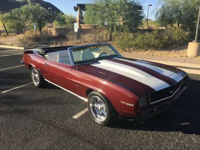 Burgundy 1969 Chevrolet Camaro Convertible with White interior