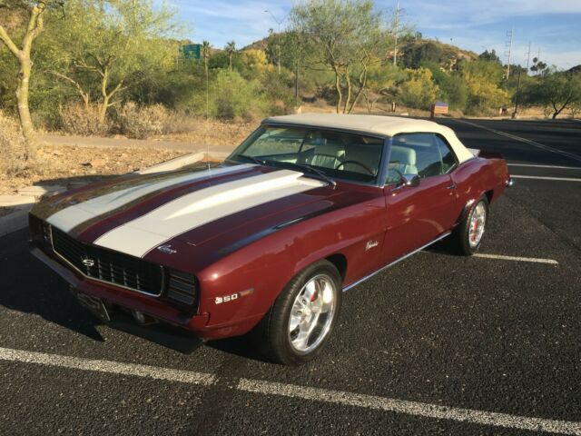 Burgundy 1969 Chevrolet Camaro Convertible with White interior