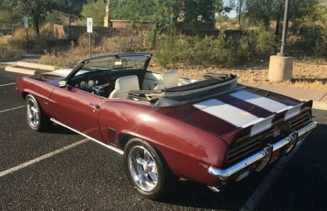 Burgundy 1969 Chevrolet Camaro Convertible with White interior
