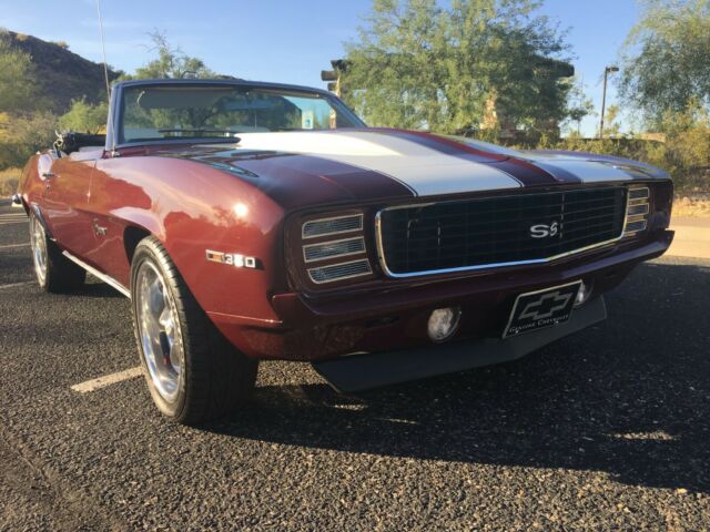 Burgundy 1969 Chevrolet Camaro Convertible with White interior