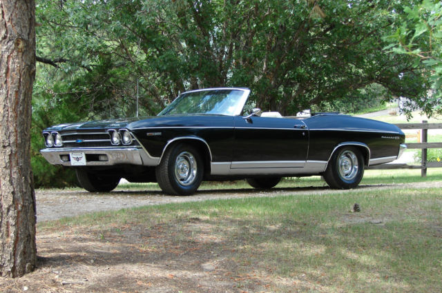 Black 1969 Chevrolet Chevelle Convertible with Ivory interior
