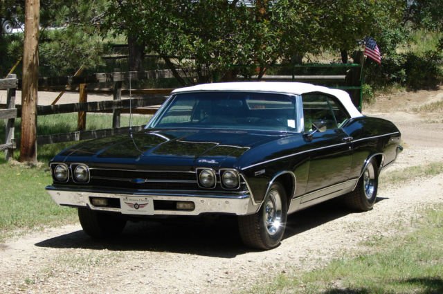 Black 1969 Chevrolet Chevelle Convertible with Ivory interior