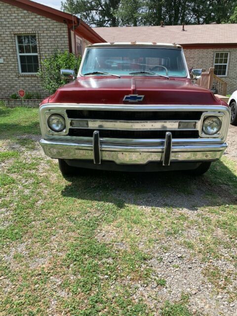 Red 1969 Chevrolet C-10 1/2 ton fleet side pick up with Red interior