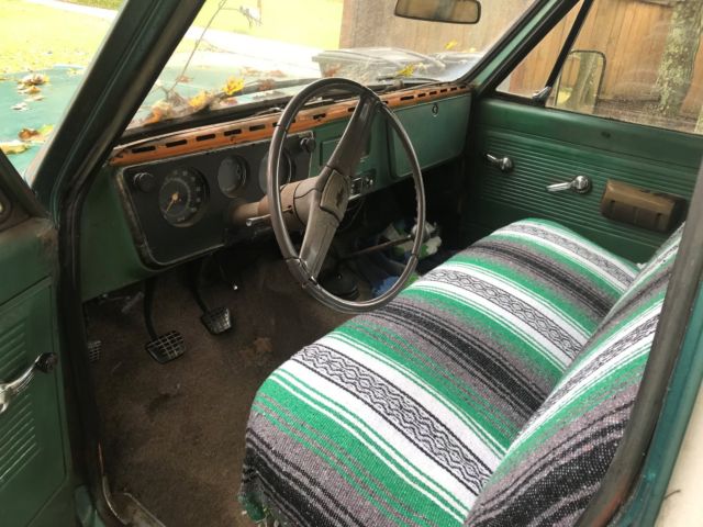Green 1969 Chevrolet C-10 with Brown interior