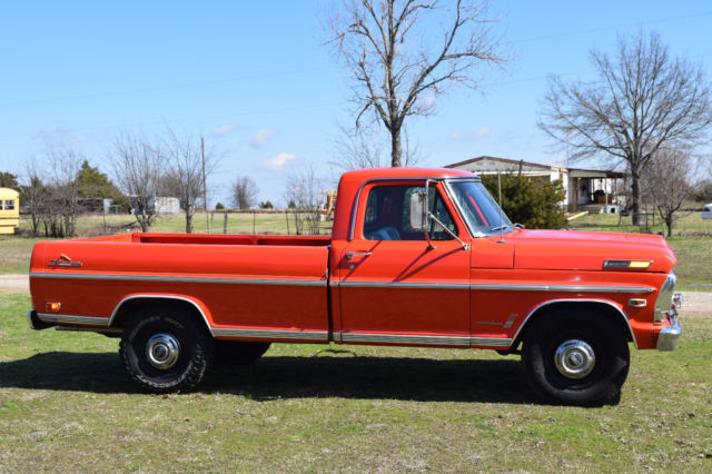 Orange 1969 Ford F-250 Standard Cab Pickup with Black interior