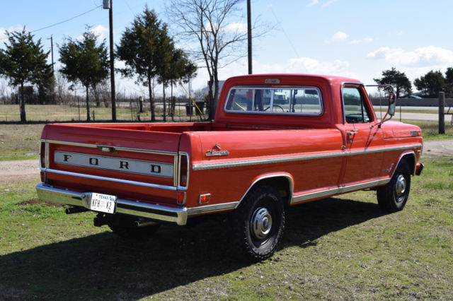 Orange 1969 Ford F-250 Standard Cab Pickup with Black interior