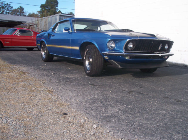 ACAPULCO BLUE 1969 Ford Mustang Fastback with WHITE interior
