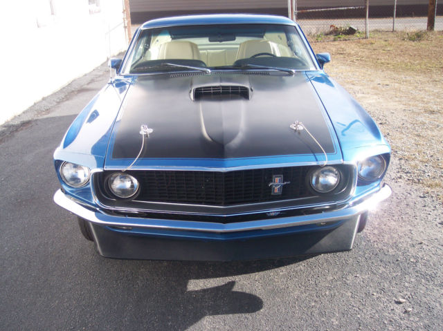 ACAPULCO BLUE 1969 Ford Mustang Fastback with WHITE interior