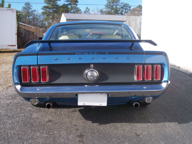 ACAPULCO BLUE 1969 Ford Mustang Fastback with WHITE interior