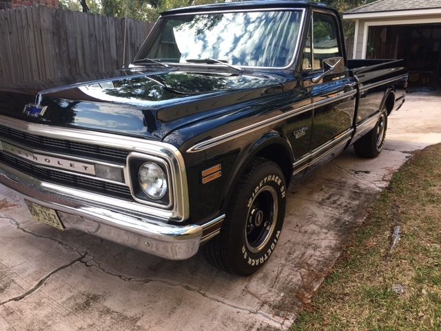 Black 1970 Chevrolet C-10 Single Cab with Tan interior