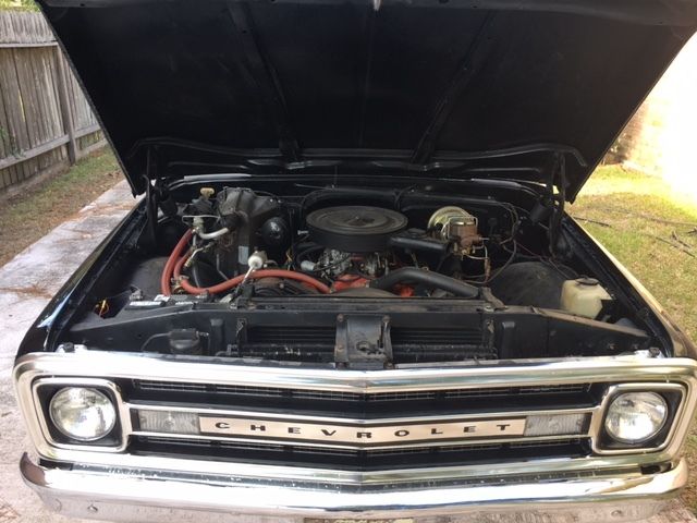 Black 1970 Chevrolet C-10 Single Cab with Tan interior