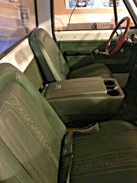 White 1970 Chevrolet C-10 pick up with Green interior