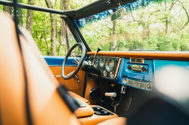 Blue 1970 Chevrolet Blazer SUV with Camel interior