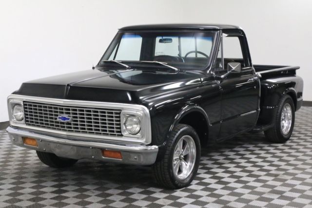 Black 1971 Chevrolet C10 with Brown interior