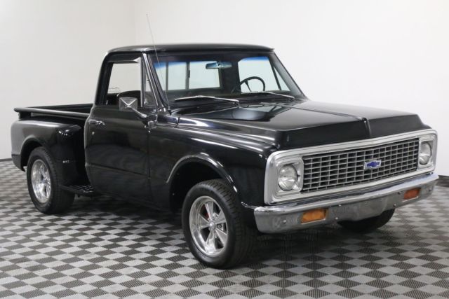 Black 1971 Chevrolet C10 with Brown interior