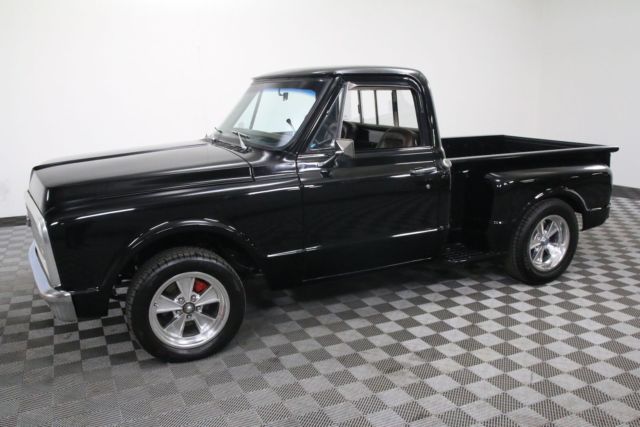 Black 1971 Chevrolet C10 with Brown interior