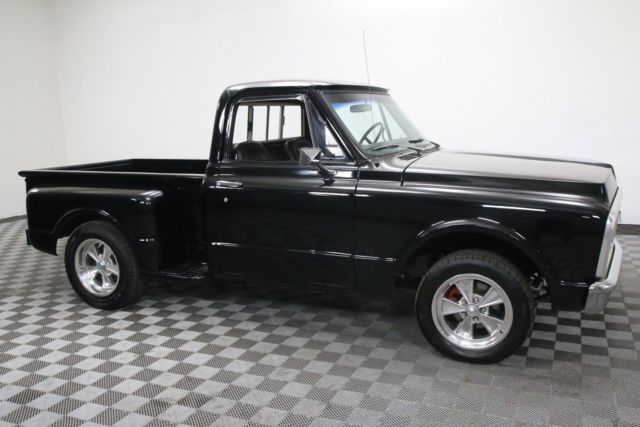 Black 1971 Chevrolet C10 with Brown interior