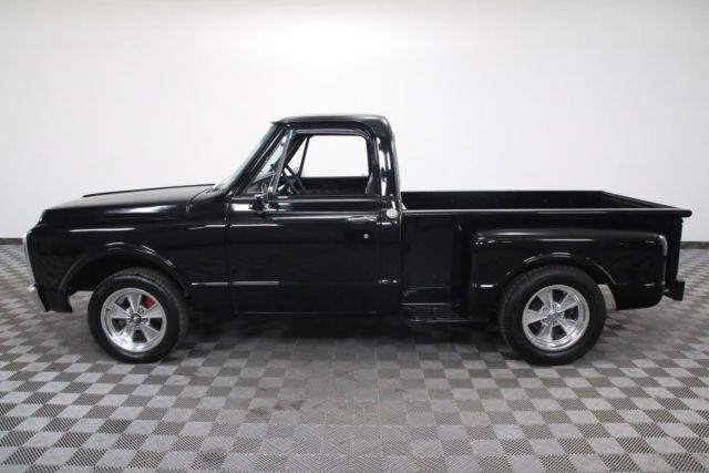 Black 1971 Chevrolet C10 with Brown interior