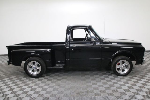 Black 1971 Chevrolet C10 with Brown interior