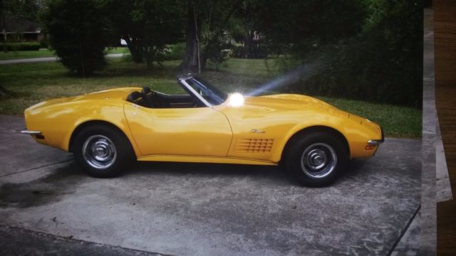 Yellow 1972 Chevrolet Corvette Convertible with Black interior