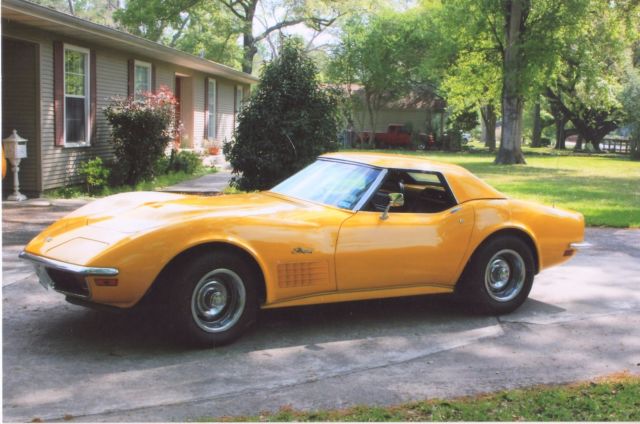 Yellow 1972 Chevrolet Corvette Convertible with Black interior