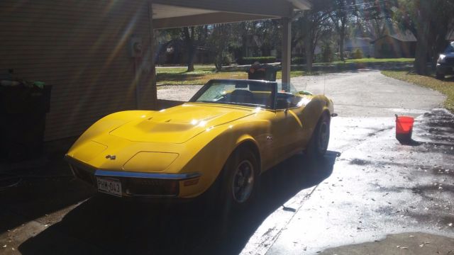 Yellow 1972 Chevrolet Corvette Convertible with Black interior
