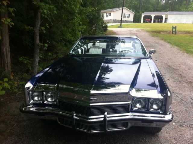Blue 1972 Chevrolet Impala Convertible with blue and white interior