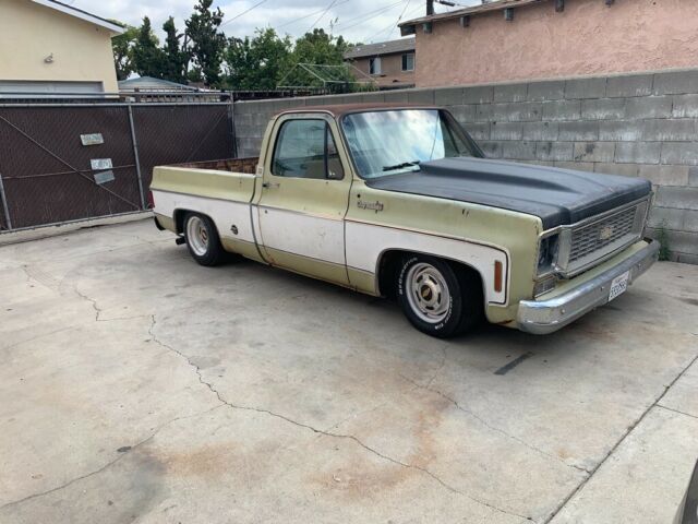 Green 1973 Chevrolet C-10 Shortbed with Green interior