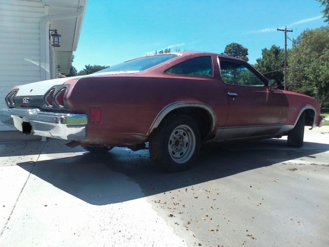 Maroon/silver 1973 Chevrolet Chevelle Coupe with Black interior