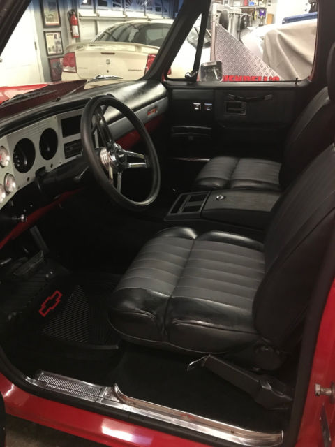 Red with Black 1973 Chevrolet C-10 Standard Cab Pickup with Black interior