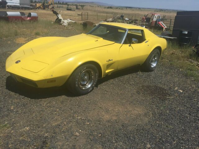 Yellow 1974 Chevrolet Corvette Coupe with Black interior
