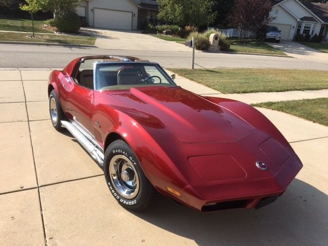 Red 1974 Chevrolet Corvette Coupe with Tan interior