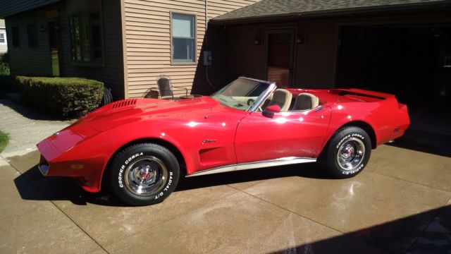 Red 1974 Chevrolet Corvette Convertible with Tan interior