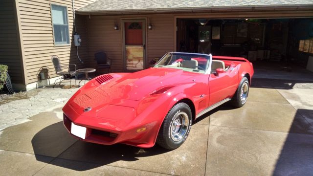 Red 1974 Chevrolet Corvette Convertible with Tan interior