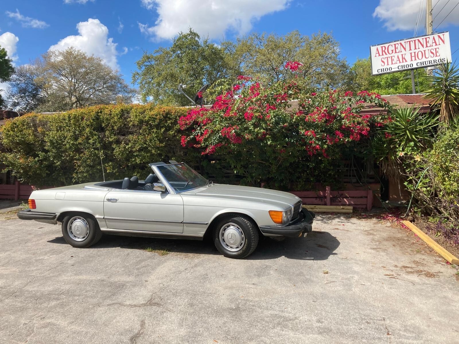Gray 1977 Mercedes-Benz SL-Class Convertible with Black interior