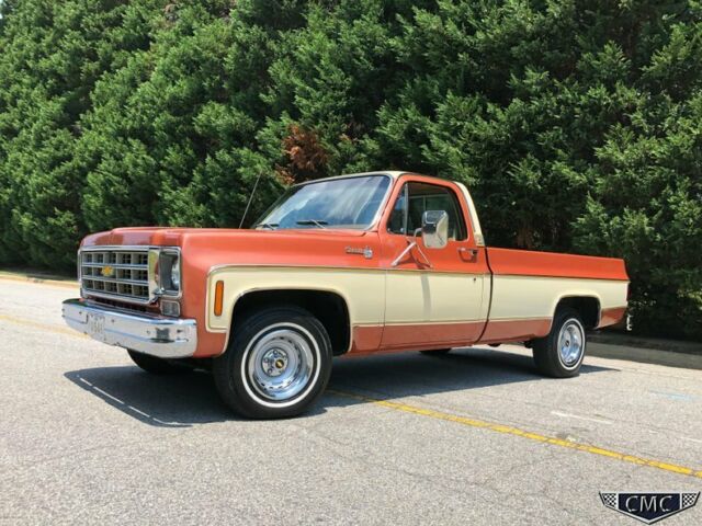 Orange 1977 Chevrolet Silverado 1500 with Tan interior
