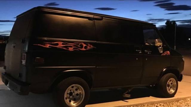 Hot Rod Black Flat Primer 1979 Chevrolet G20 Van Van Camper Conversion with Brown interior