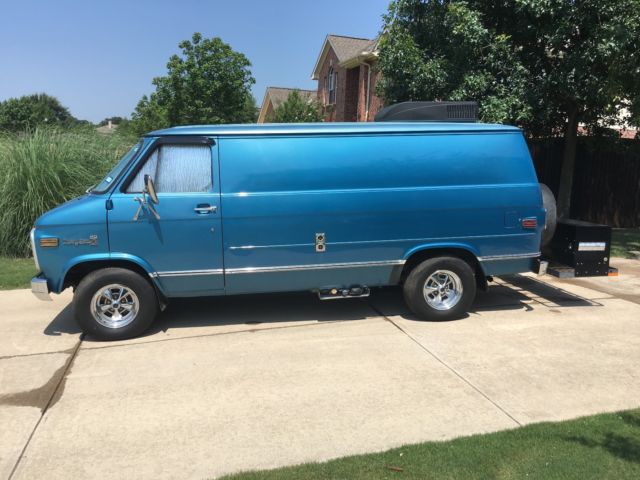 Blue 1979 Chevrolet G20 Van Passenger Van with Black interior