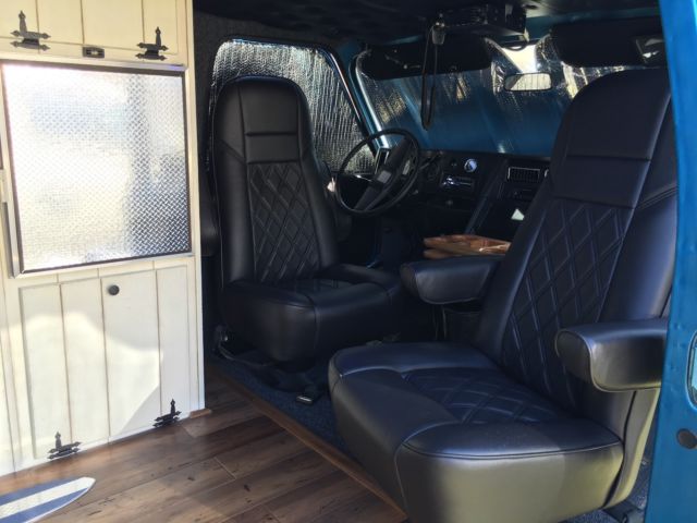 Blue 1979 Chevrolet G20 Van Passenger Van with Black interior