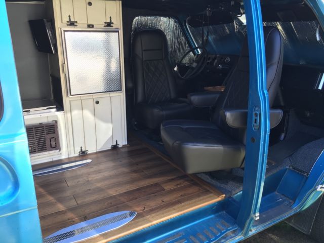 Blue 1979 Chevrolet G20 Van Passenger Van with Black interior