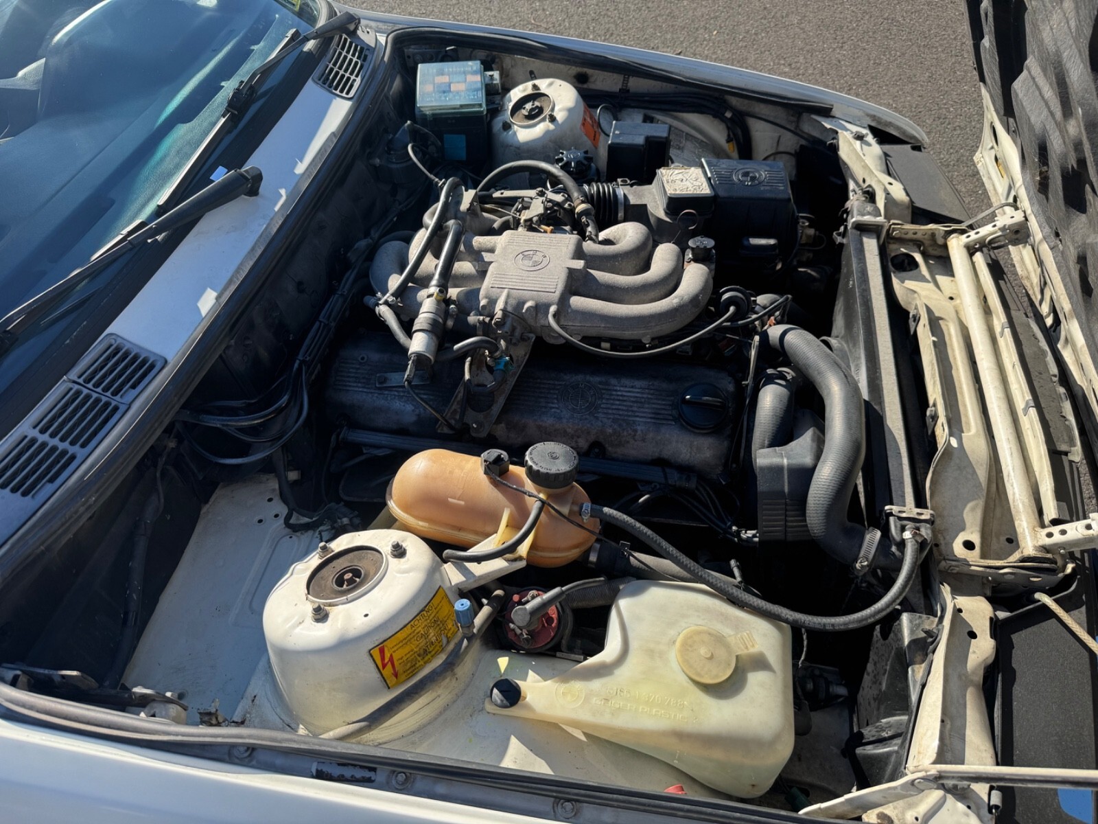 White 1986 BMW 3-Series Sedan with Blue interior