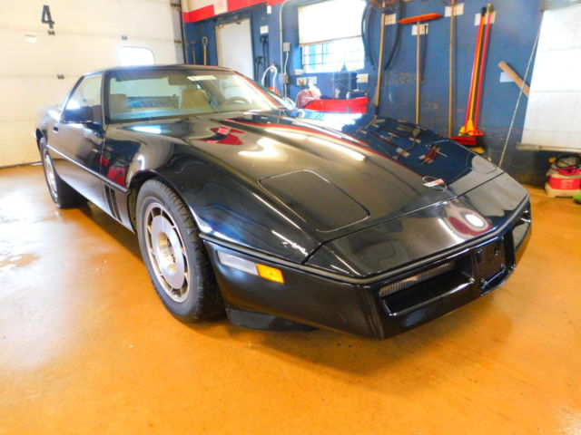 Black 1987 Chevrolet Corvette Coupe with Tan interior