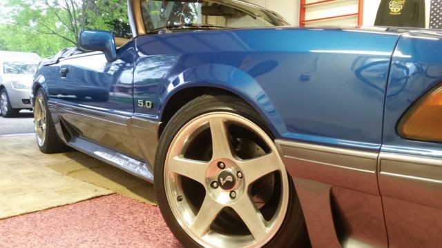 Blue 1991 Ford Mustang Convertible with Tan interior