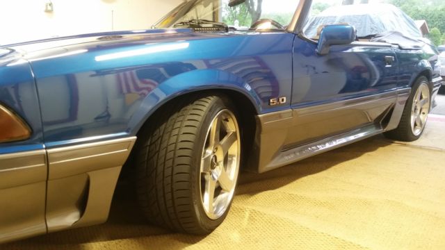 Blue 1991 Ford Mustang Convertible with Tan interior