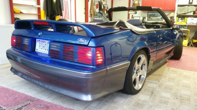 Blue 1991 Ford Mustang Convertible with Tan interior